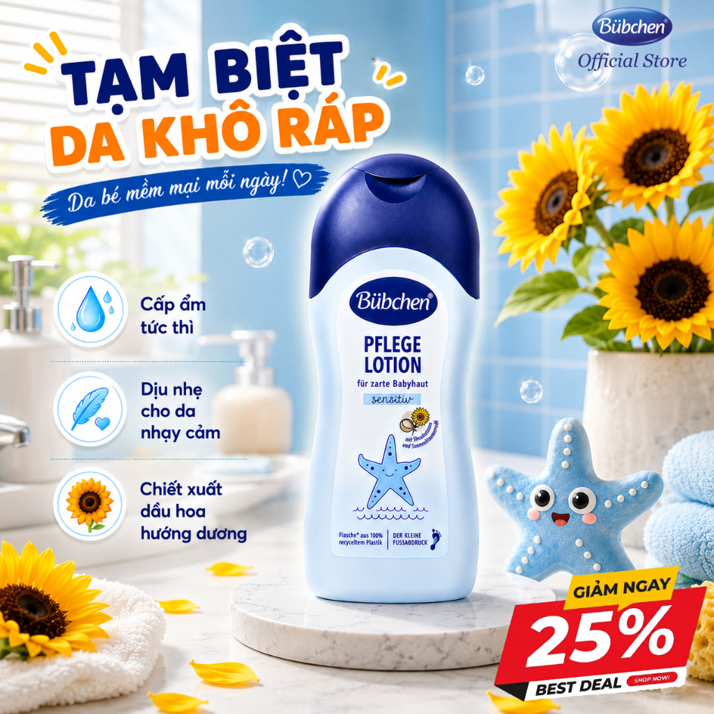 Sữa Dưỡng Thể Cho Bé BUBCHEN Pflege Lotion Dưỡng Da Cho Trẻ Từ Sơ Sinh 400ml