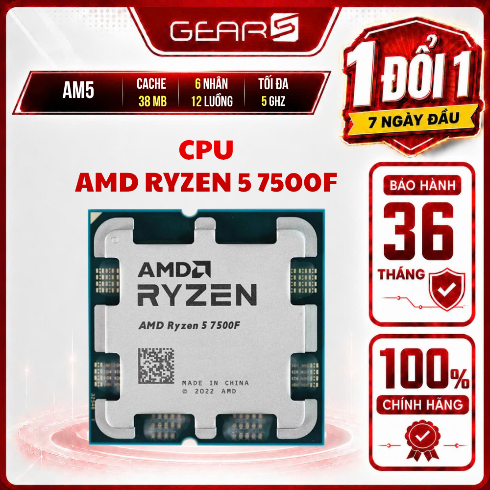 [FULL VAT] CPU AMD Ryzen 5 7500F Tray - Bảo hành 36 tháng