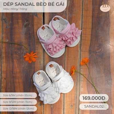 GIÀY TẬP ĐI TRẺ EM  CÓ BÈO DÀNH CHO BÉ GÁI (SANDAL02) DÀNH CHO TỪ 9/12M - 18/24M