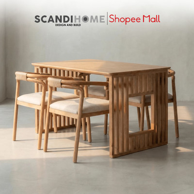 Haven Unity, Bộ bàn ăn 4 ghế Haven Unity, Gỗ Ash sơn màu tự nhiên, Bộ bàn ăn ghỗ BY SCANDI HOME