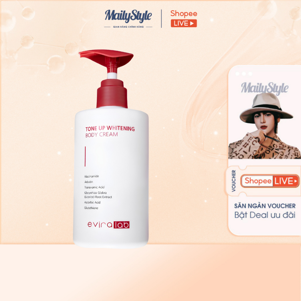 Q35_Kem nâng tông dưỡng trắng body eviralab Tone Up Whitening Body Cream