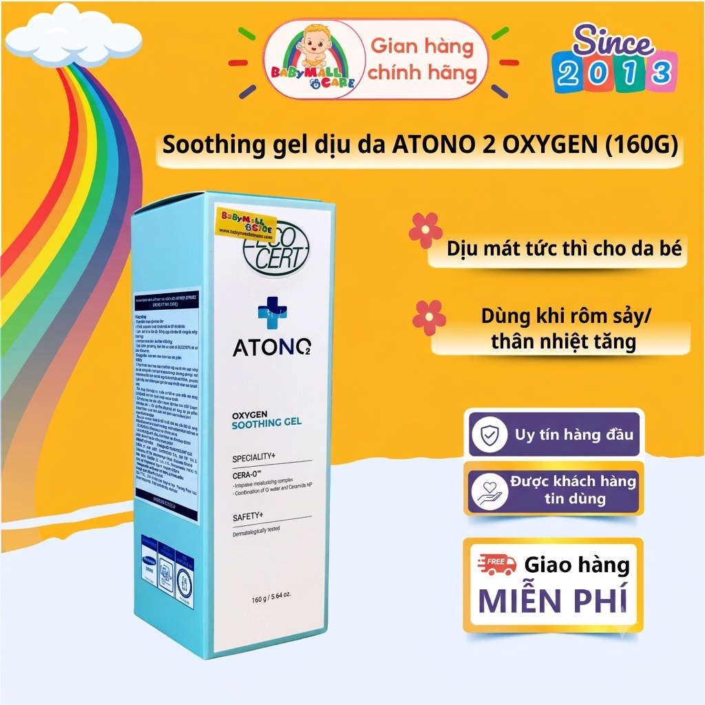 Babymall & Care | Gel Dịu Da Soothing Atono2 Oxygen 160g CERA-O2 Dưỡng Ẩm Mát Da Cho Bé