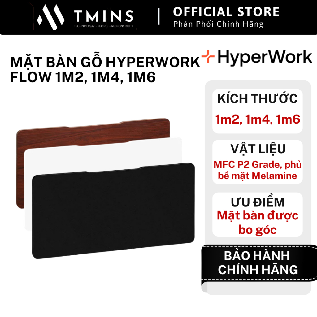 Mặt bàn gỗ HyperWork Flow 1m2, 1m4, 1m6 - Hàng chính hãng