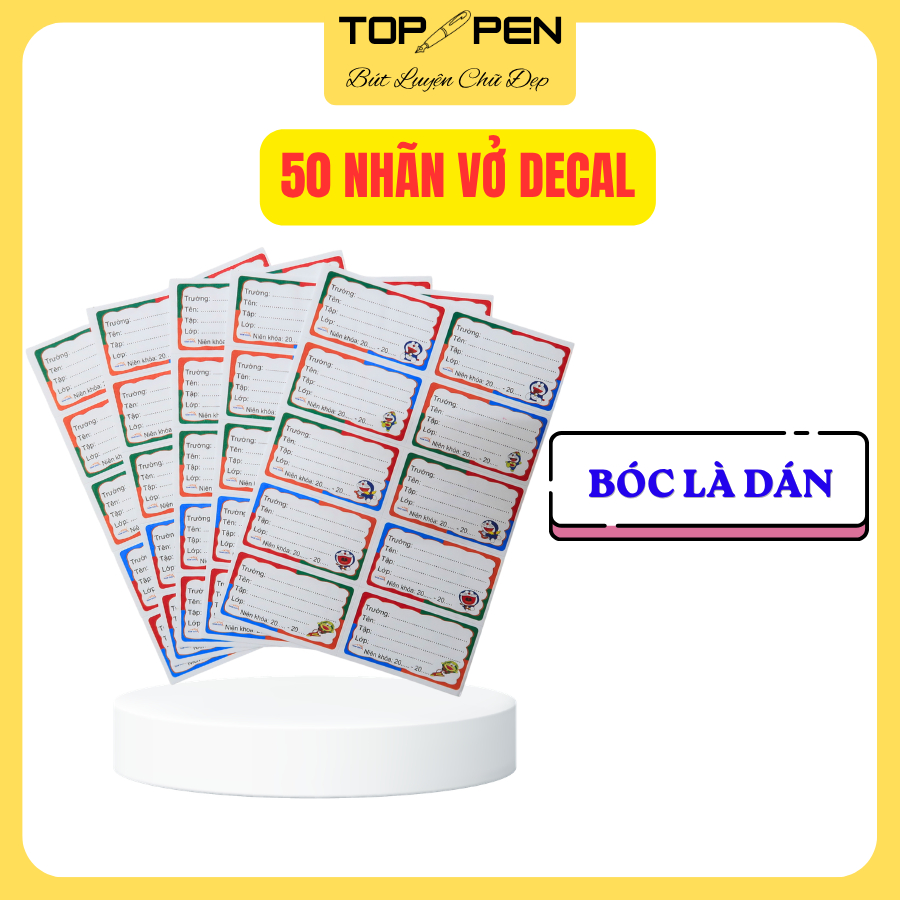 Set 50 nhãn vở, nhãn dán tập có keo dán tiện lợi