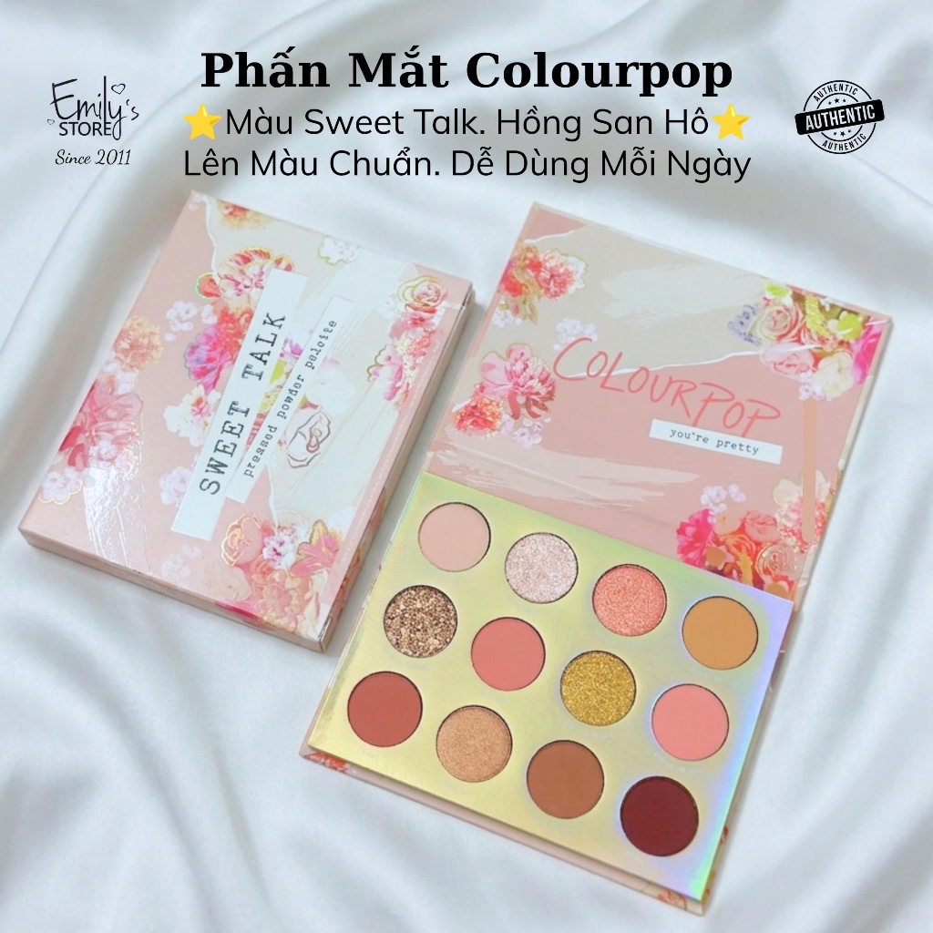 Phấn Mắt Colourpop Sweet Talk Eyeshadow Palette. Màu Mắt, Bảng Mắt Hồng Đào, Ánh Nhũ Lấp Lánh