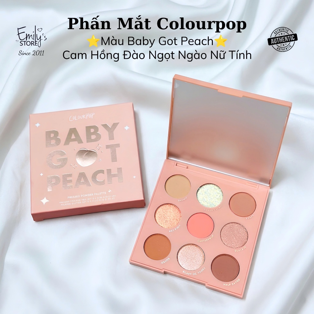 Phấn Mắt Colourpop Baby Got Peach Eyeshadow Palette. Màu Mắt Trái Đào. Bảng Mắt Kèm Gương