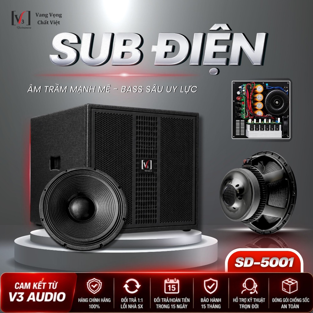 [V3 AUDIO] LOA SUB ĐIỆN 50 - SD-5001 - BASS SUB 50 CM - CHÍNH HÃNG V3 AUDIO - TIẾNG TRẦM 50 UY LỰC