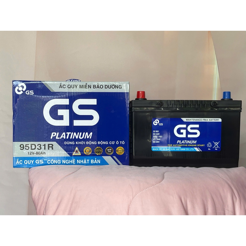 Ắc Quy GS 95D31R/L 12V 80Ah Khô Miễn Bảo Dưỡng Chính Hãng Cho Ô Tô
