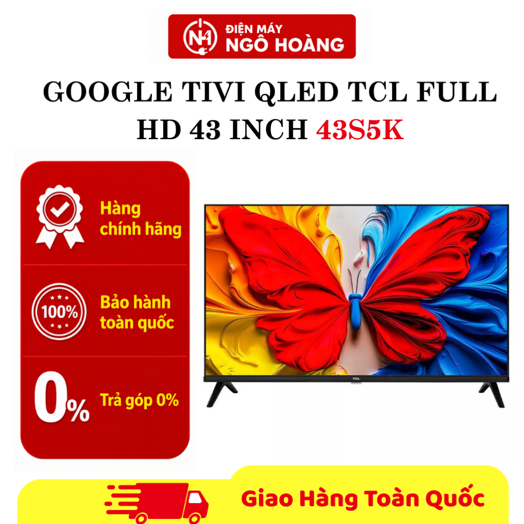 43S5K - Google Tivi QLED TCL AI FHD 43 inch 43S5K, hình ảnh sắc nét, tivi thông minh - Chính Hãng Đi