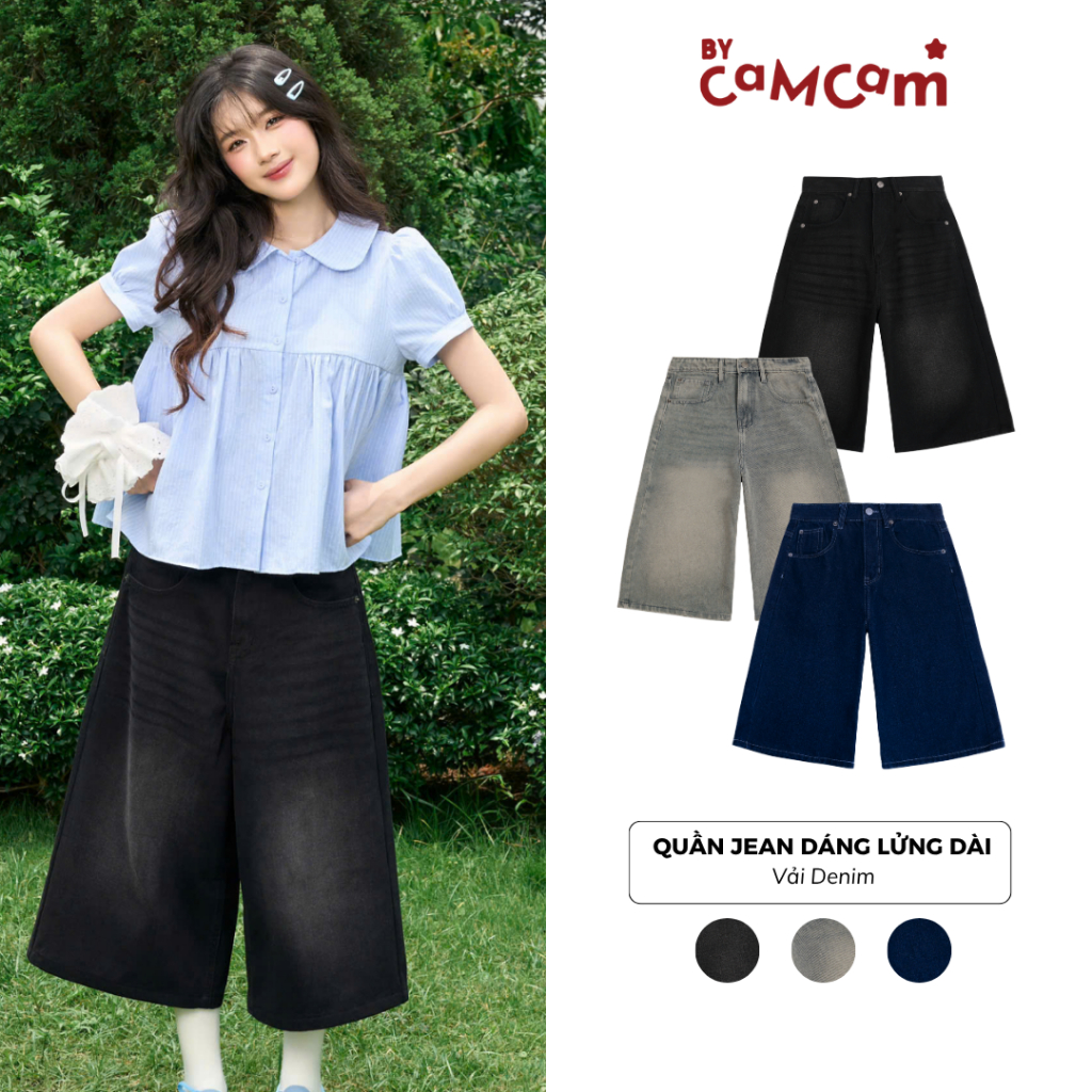 Quần Jean Dáng Lửng Dài Demi Jean Short 𝑩𝒚𝒄𝒂𝒎𝒄𝒂𝒎 Năng Động Denim Wash [Our Beloved Summer Collection] QEL034 | BigBuy360 - bigbuy360.vn