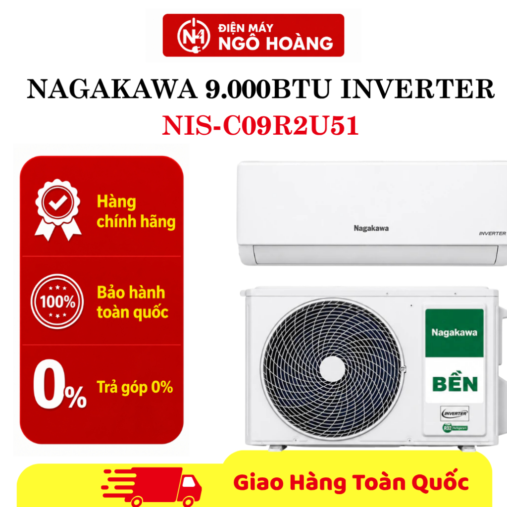 NIS-C09R2U51 - Máy lạnh Nagakawa Inverter 1 HP NIS-C09R2U51, điều hòa tiết kiệm điện - Chính Hãng Đi