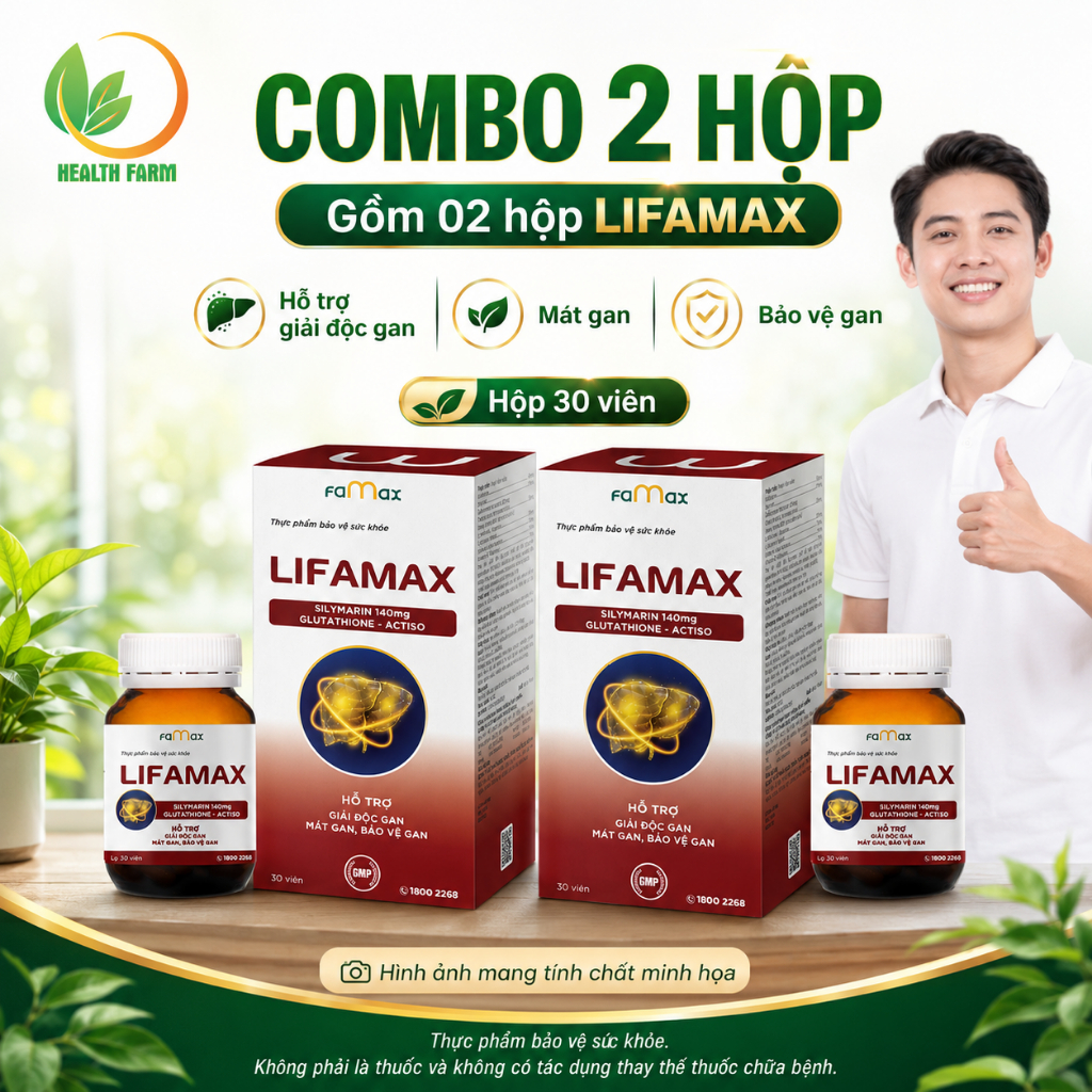 [ COMBO 2 HỘP ] Giải Độc Gan Lifamax - Hỗ trợ giải độc, mát gan, hạ men gan