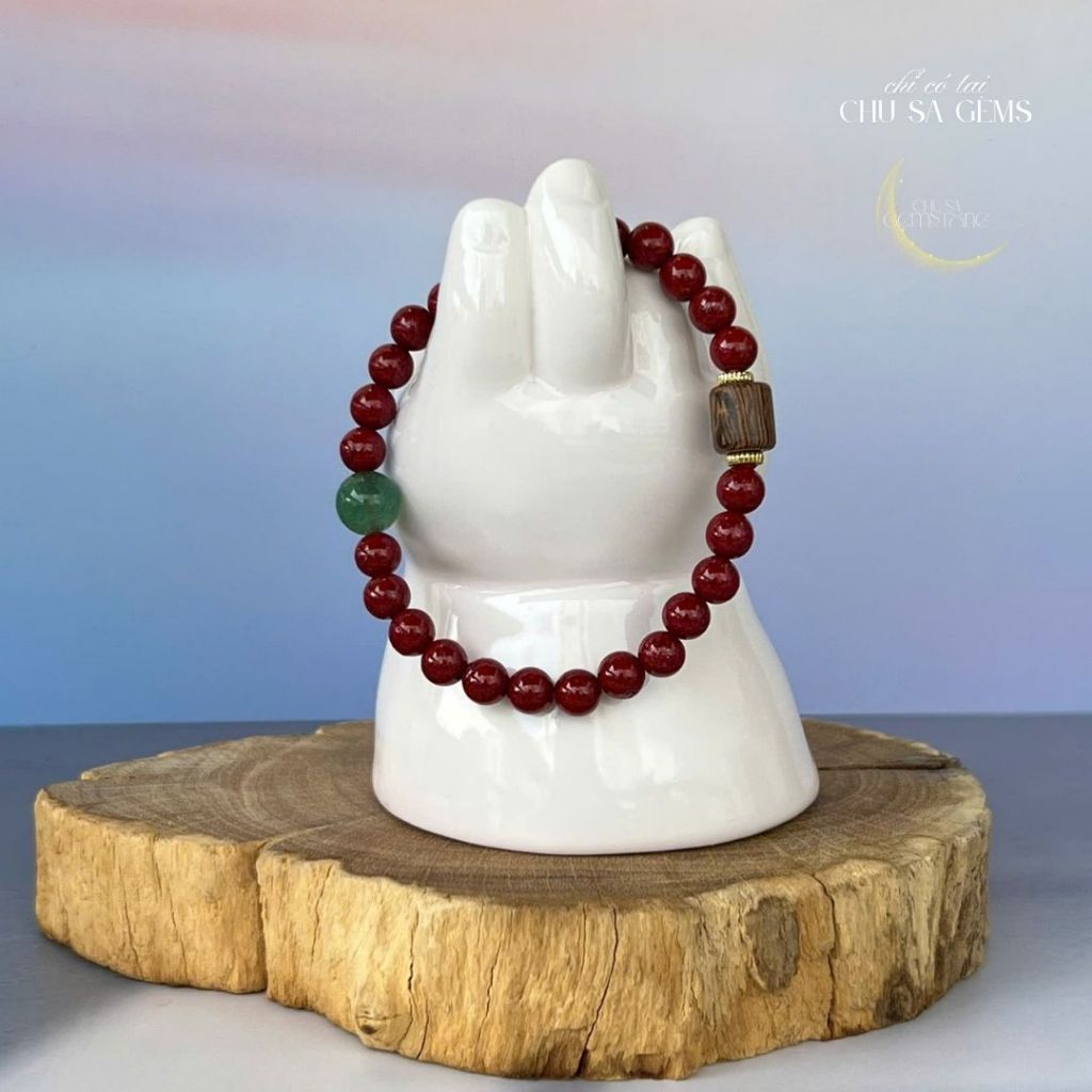 VÒNG TAY CHU SA TINH THỂ PHỐI ĐÁ XANH – NHẸ NHÀNG, THANH LỊCH, ĐẬM CHẤT PHONG THỦY - CHU SA GEMSTONE