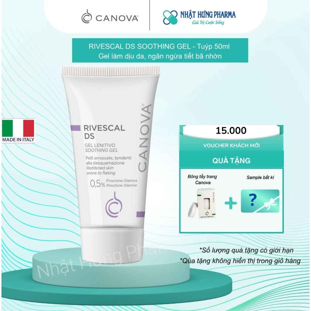 Gel Dịu Da CANOVA Rivescal DS Điều Tiết Bã Nhờn Giảm Kích Ứng Da Dưỡng Ẩm Hiệu Quả Tuýp 50ml
