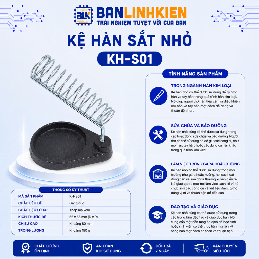 Kệ hàn sắt nhỏ Banlinhkien 10x10x30cm giá đỡ tay hàn trạm hàn
