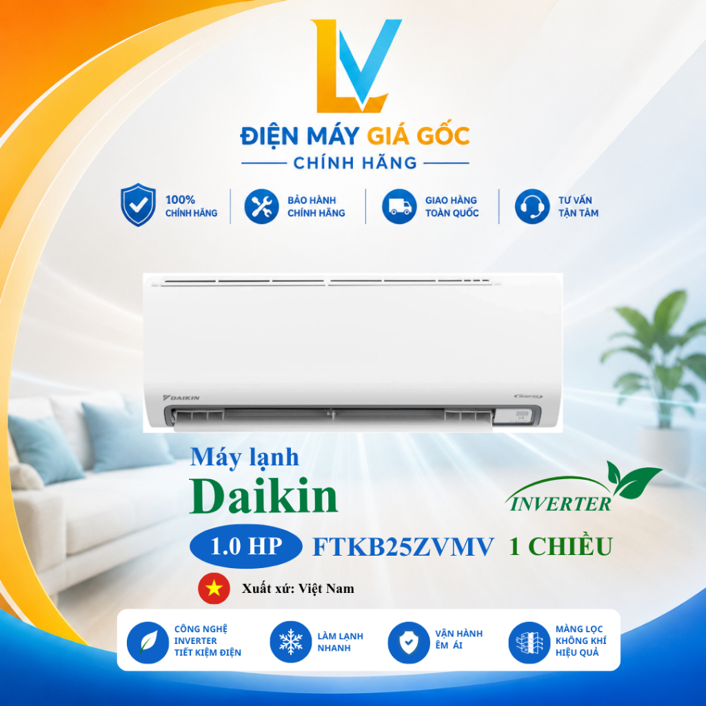 FTKB25ZVMV | Máy lạnh Daikin Inverter 1.0 HP FTKB25ZVMV - Xuất xứ Việt Nam - Chính hãng