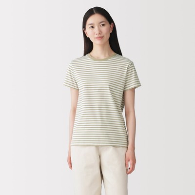 [26AW] MUJI Áo Thun Nữ Vải Jersey Cổ Tròn Tay Ngắn