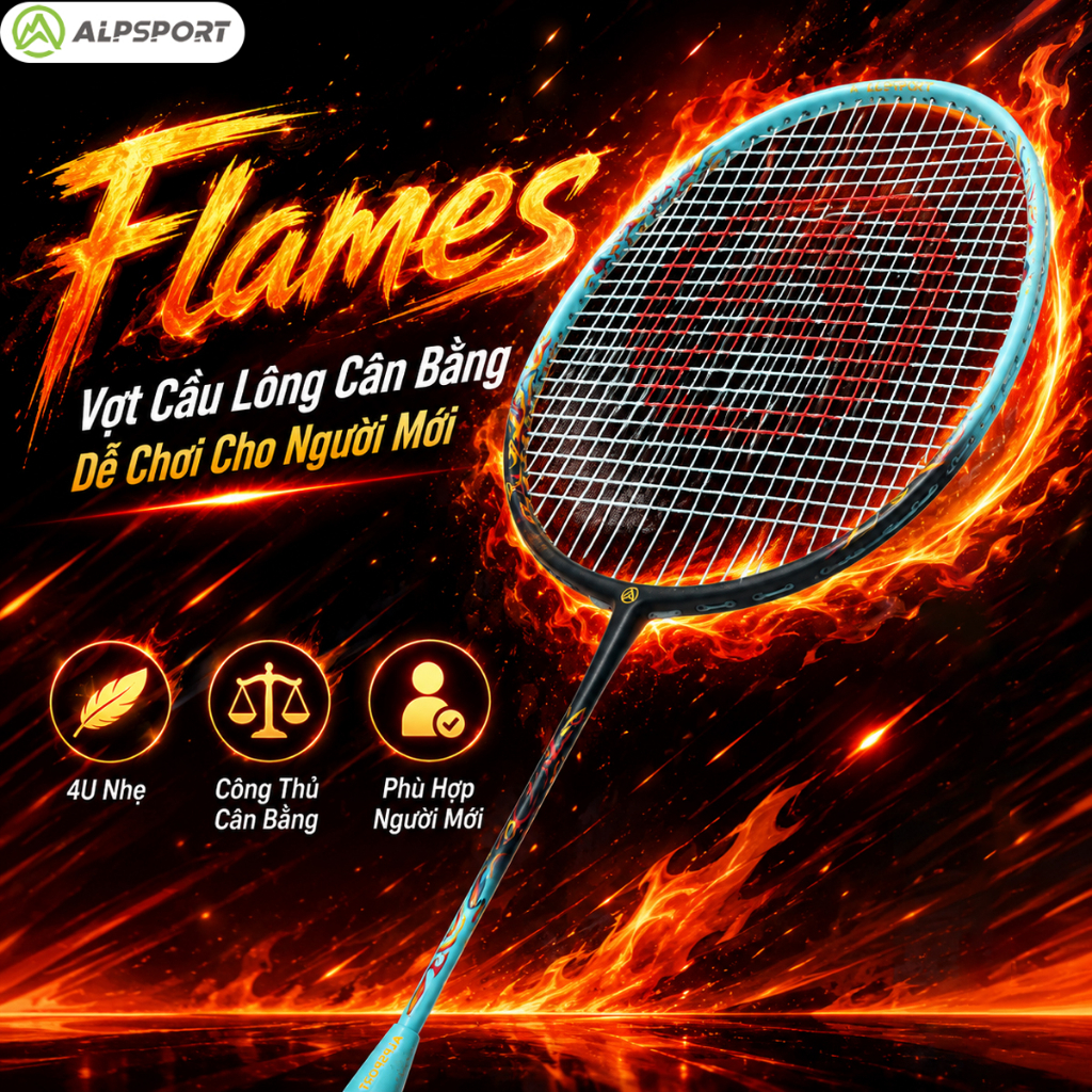 ALP New LY Flames 4U Căng Max 26LBS 12KG Vợt Cầu Lông Original 100% Full Carbon ALPSPORT LY Badminto