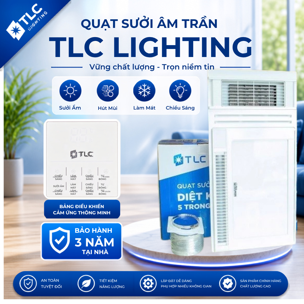 Quạt sưởi âm trần TLC LIGHTING diệt khuẩn 5 trong 1 30x60 - Công suất /TLC-SAUV-30x60