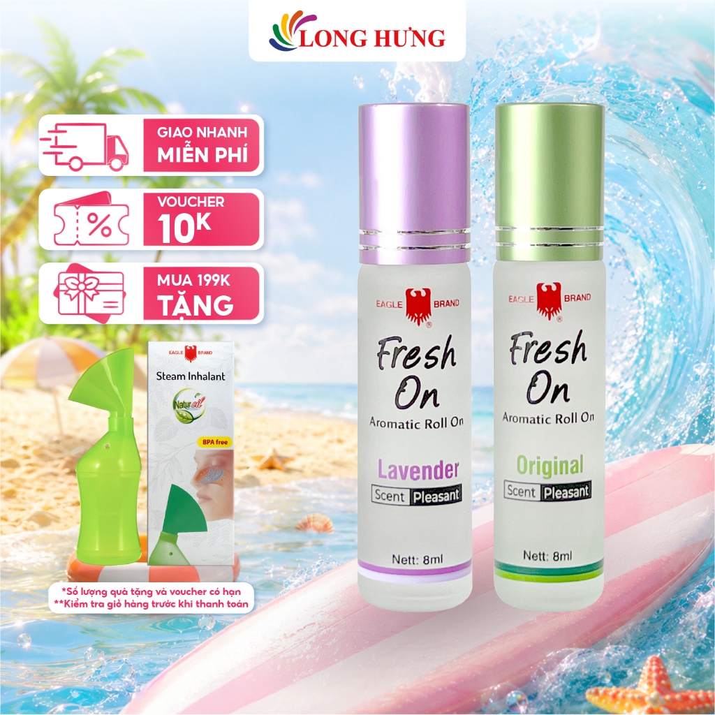 Combo Dầu lăn giảm căng thẳng Eagle Brand Fresh On Lavender + Original (8ml)