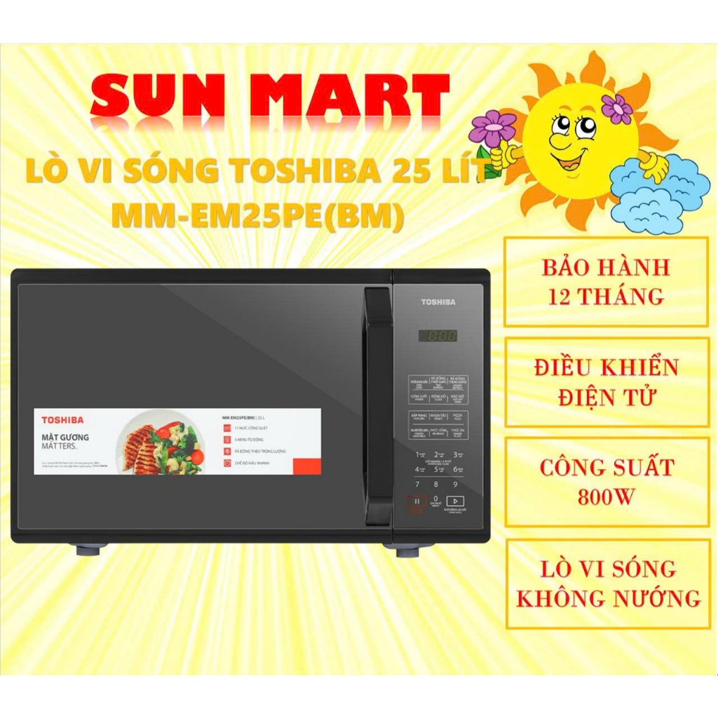 Lò vi sóng Toshiba MM-EM25PE(BM) & MW3-MG25PE(BK) 25 lít, chính hãng, bảo hành 12 tháng toàn quốc