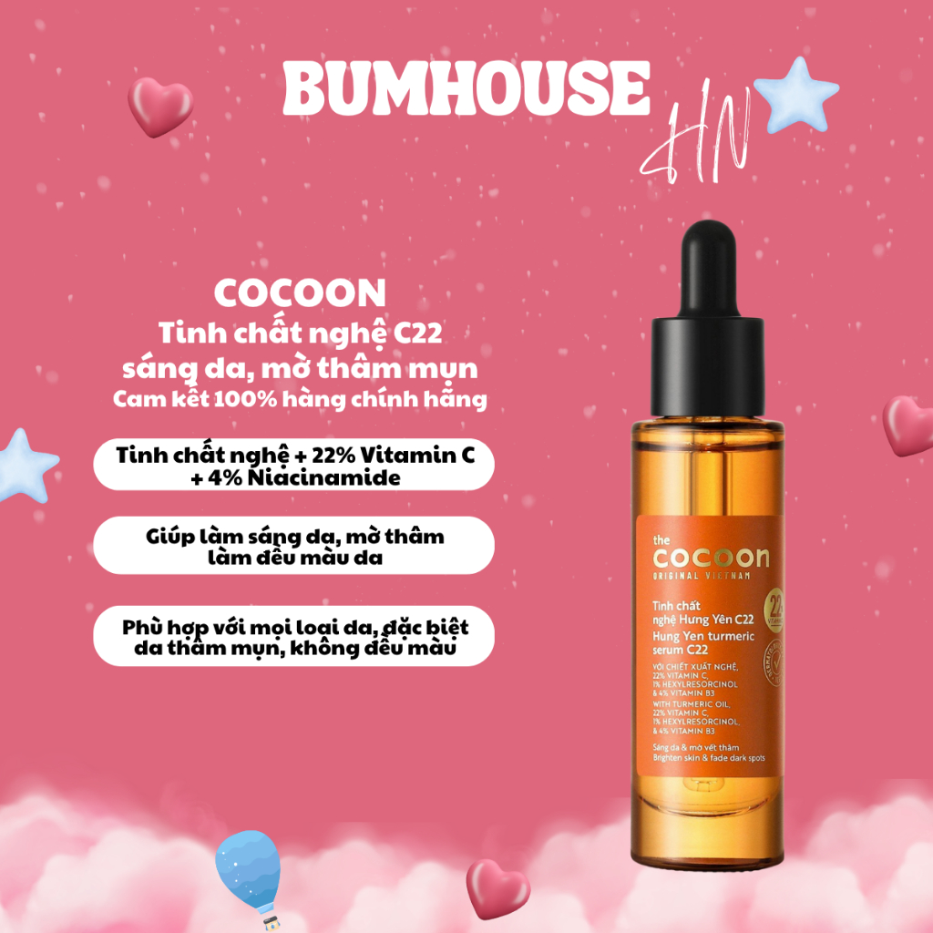 Tinh chất nghệ Hưng Yên Cocoon 22% vitamin C sáng da chuyên sâu & mờ vết thâm 30ml (C22)