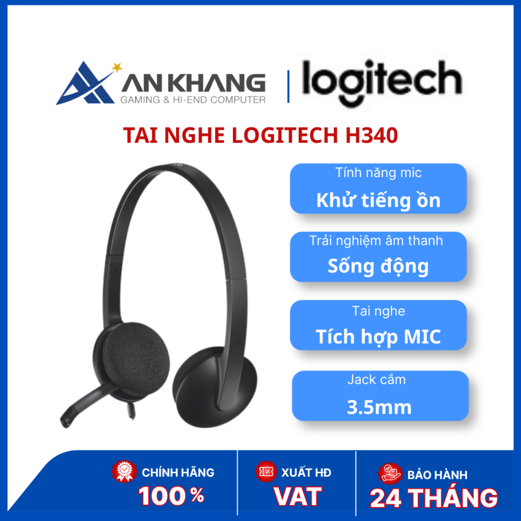 Tai nghe Logitech H340 | USB Headset | Micro khử ồn | Digital Stereo