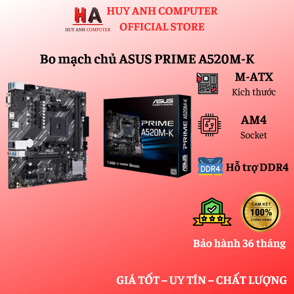 Mainboard Asus Prime A520M-K D4 - Hàng chính hãng - Bảo hành 36 tháng