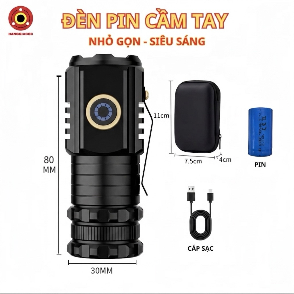 Đèn pin mini cầm tay siêu nhỏ siêu sáng tỏa BL-350X hợp kim