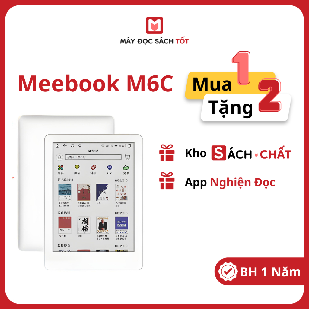 Máy đọc sách Meebook M6C Chính hãng | Màn hình Kaleido 3 - 6 inch | Bảo hành 12 tháng