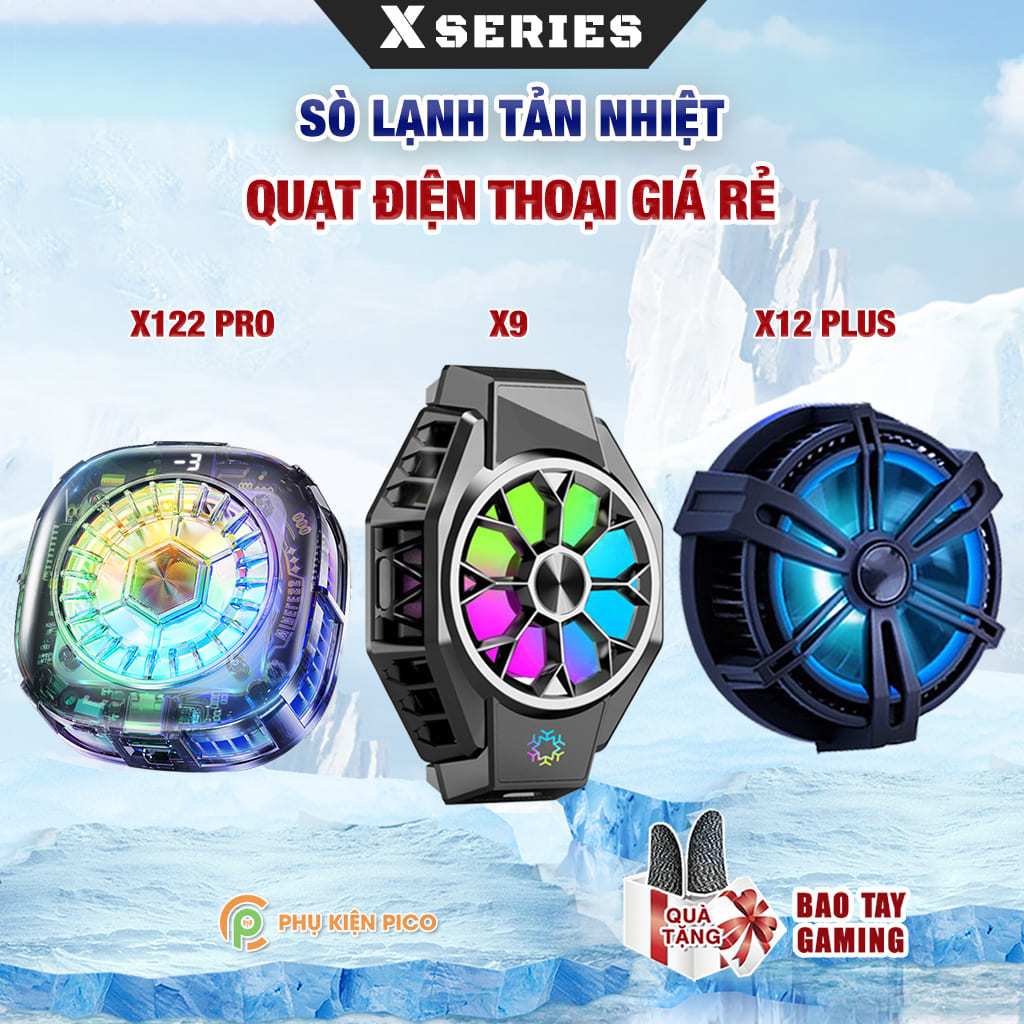 Sò lạnh tản nhiệt điện thoại X12 Plus / X9 / X65 / X122 Pro / X100 giảm nhiệt nhanh có Leb RGB