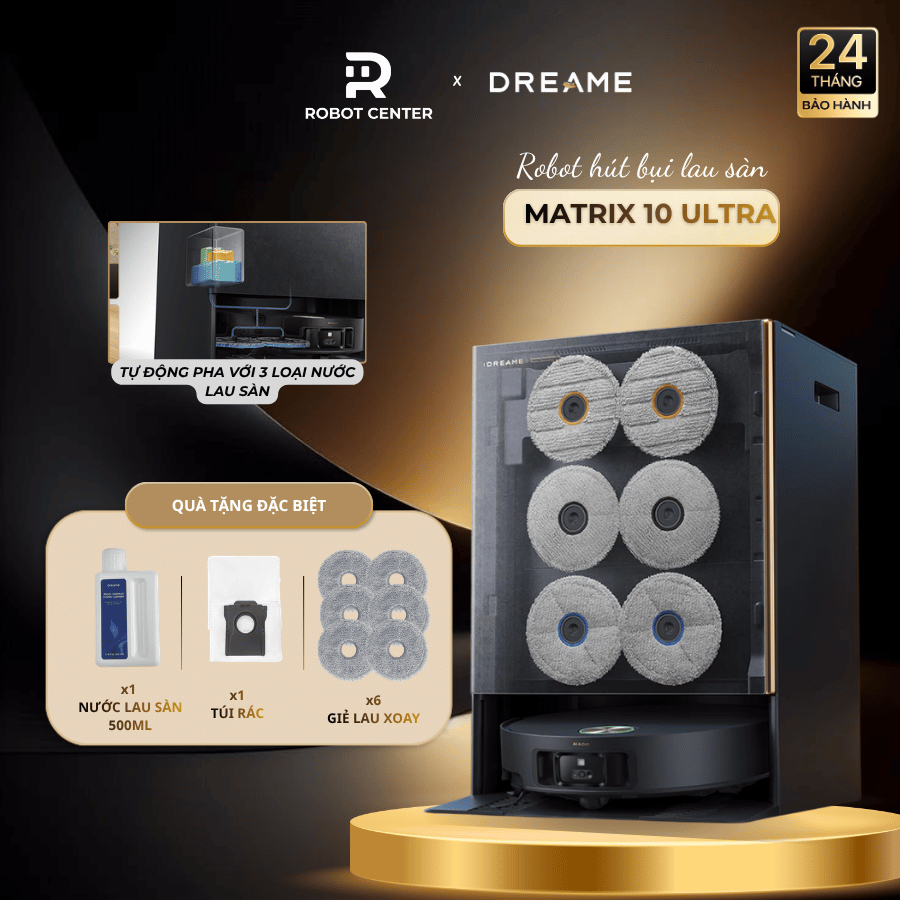 Robot Hút Bụi Lau Nhà Dreame Matrix 10 Ultra | Bản Quốc Tế | Lực Hút 30.000Pa | Trạm Sạc Đa Năng | B
