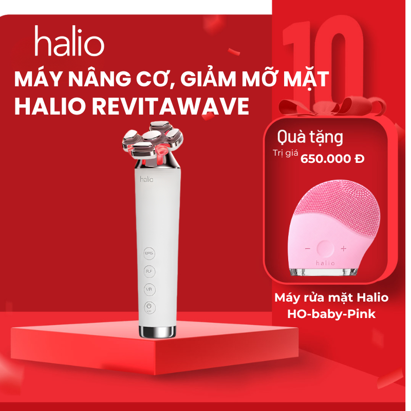 Máy Nâng Cơ, Giảm Mỡ Mặt & Trẻ Hoá Da kết hợp Ánh Sáng Sinh Học Halio RevitaWave Skin Rejuvenator