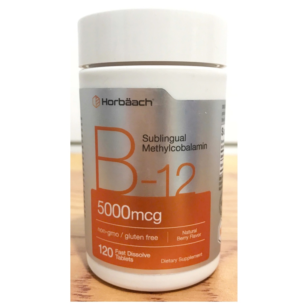 Viên ngậm hòa tan Vitamin B12 5000mcg Horbaach 120 viên [Hàng Mỹ]
