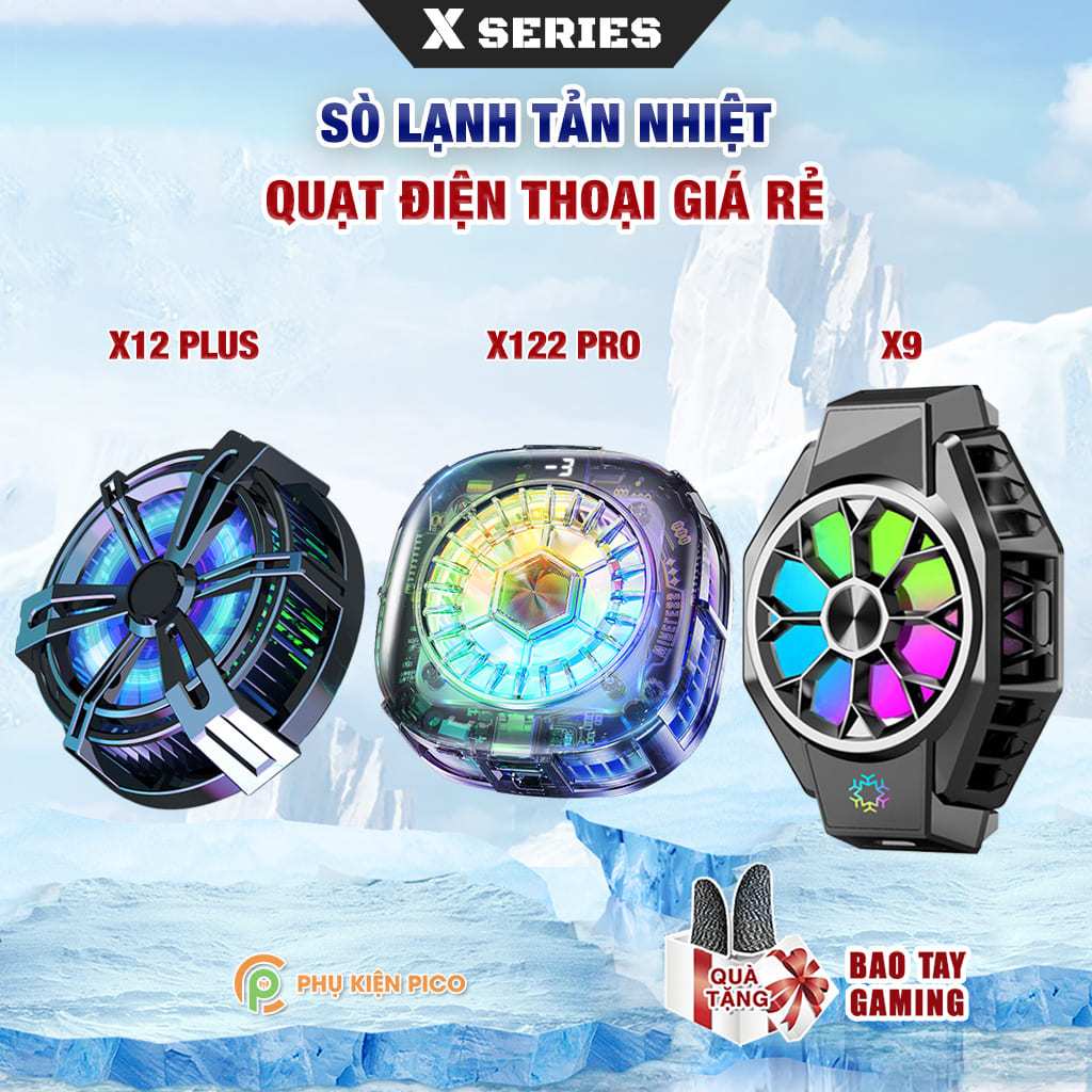 Quạt tản nhiệt sò lạnh điện thoại X12 5V / X12 Plus / X65 / X122 Pro đóng băng full mặt màn hình hiể