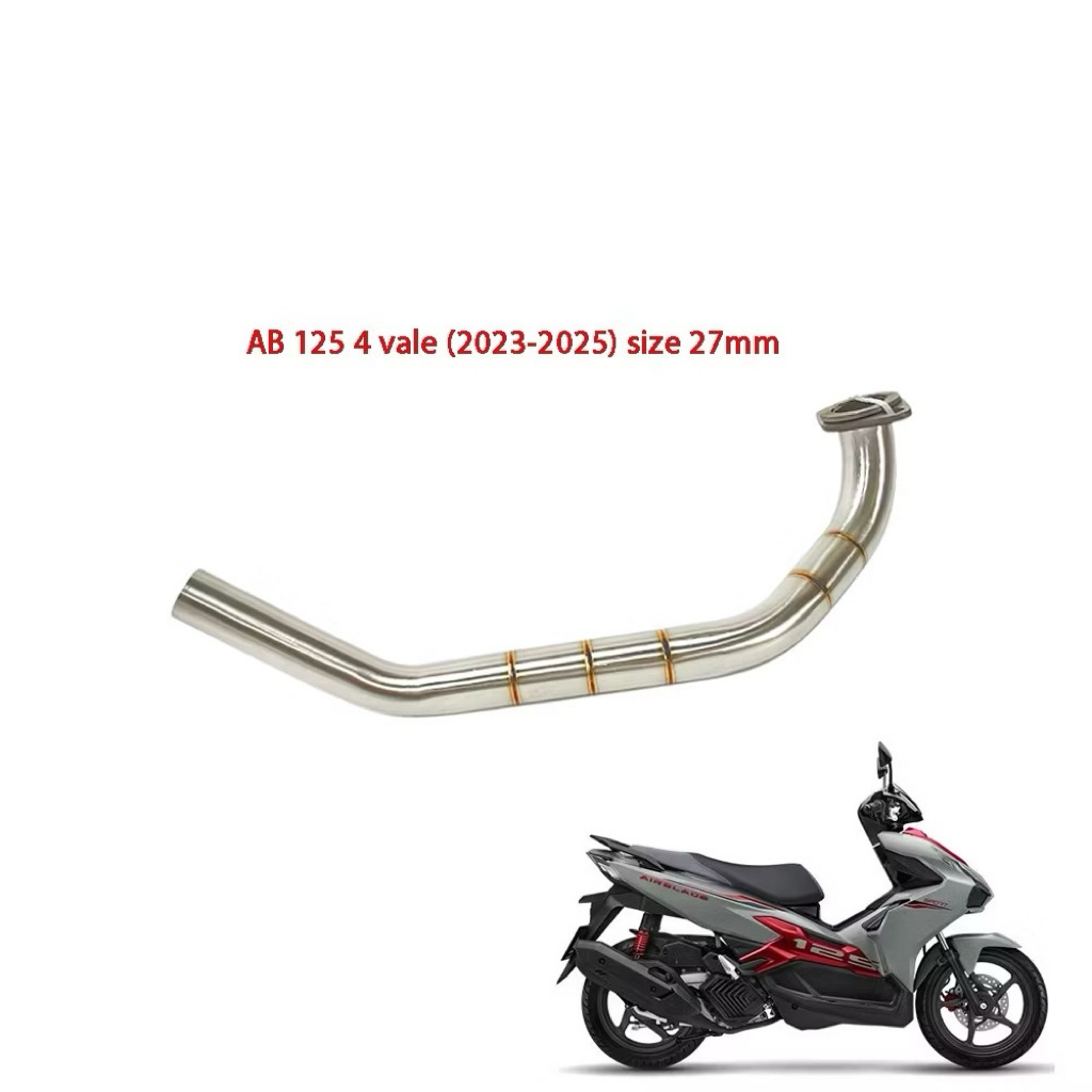 Cổ pô inox 304 cho xe AB 4Val 125 - 160 2022 - 2025 SIZE 27MM gắn pô zin kèm khâu CNC