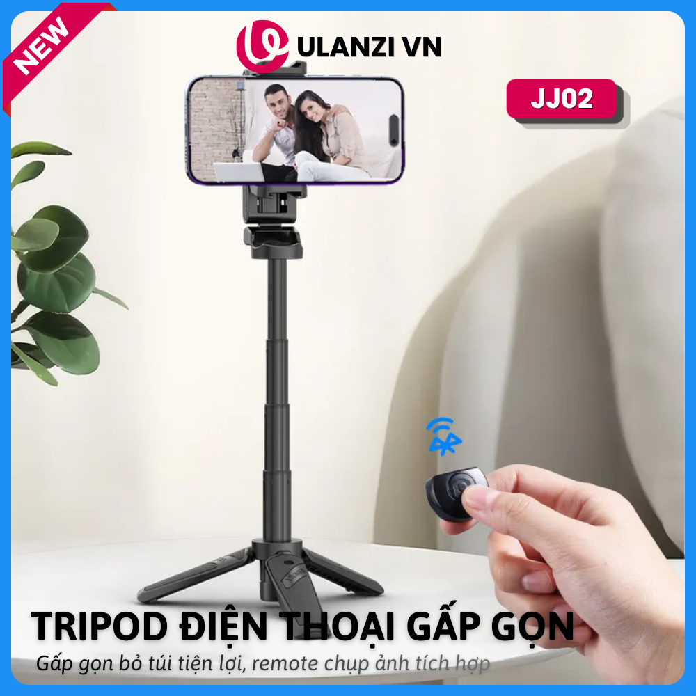 Ulanzi JJ02 - Tripod điện thoại mini đa năng, điều khiển chụp ảnh tích hợp, gấp gọn làm báng tay cầm