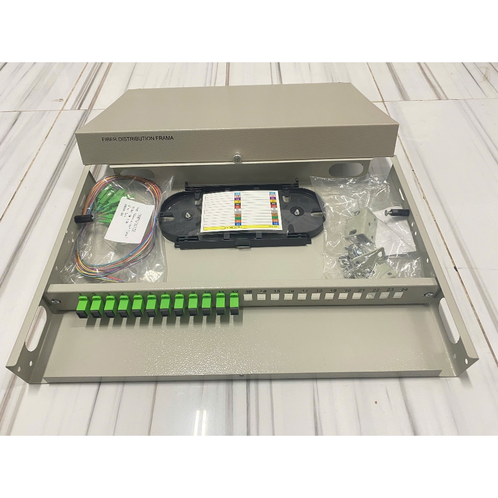 ODF 12Fo indoor sắt ( single mode, simplex Full phụ kiện)