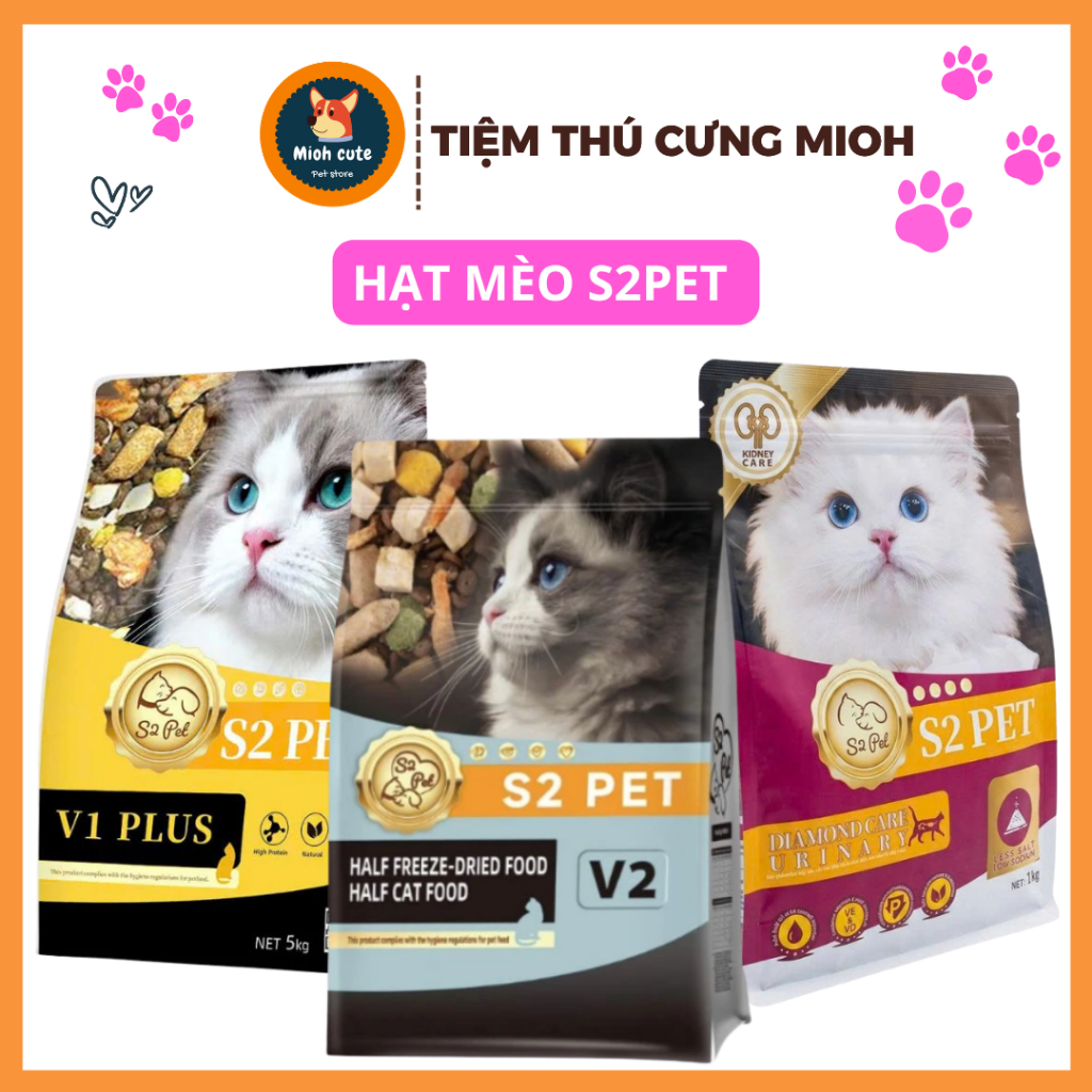 1KG- Hạt cho mèo S2pet V1,V2 Mix Topping dành cho mèo kén ăn
