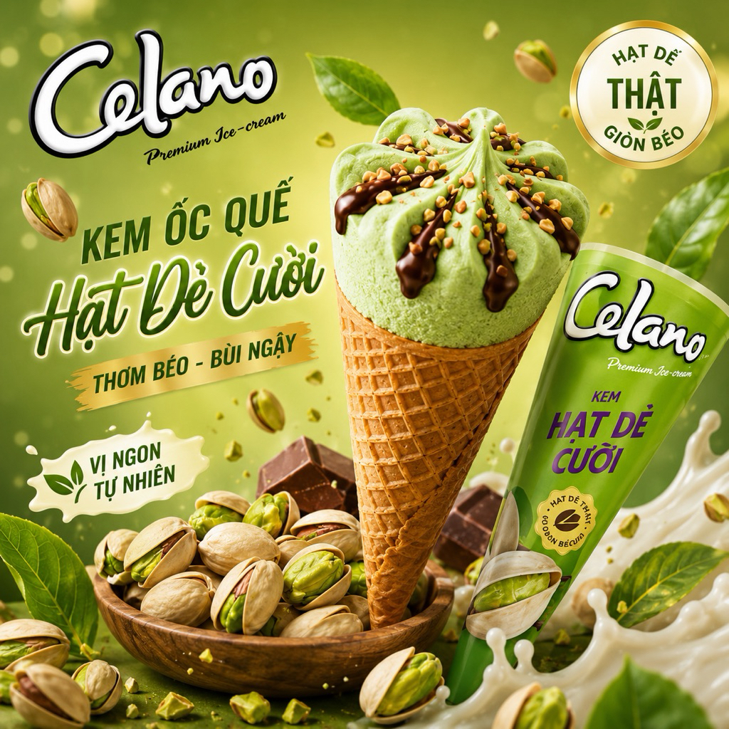 Kem Celano cone pistachio