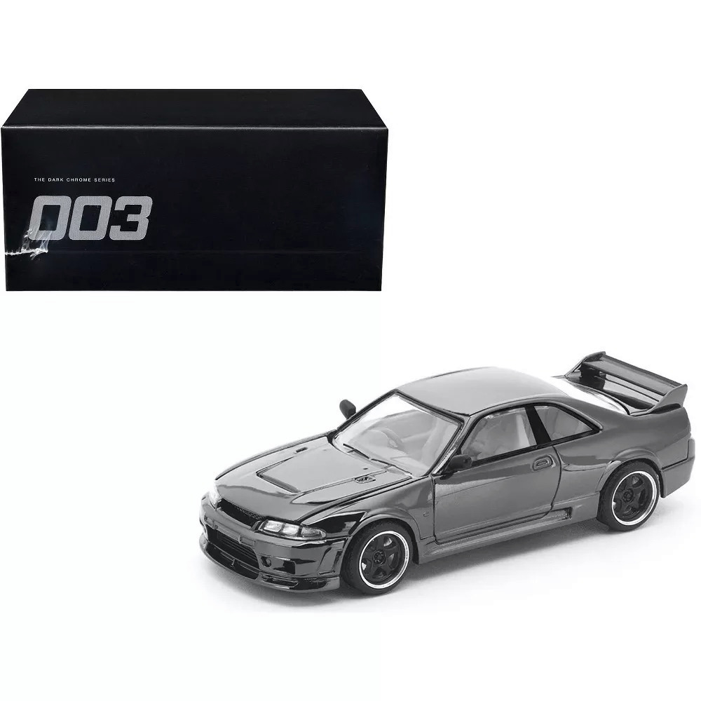 Mô hình xe Nissan Skyline GTR R33 dark chrome series bằng kim loại tỉ lệ 1:64 Pop Race PRDC003
