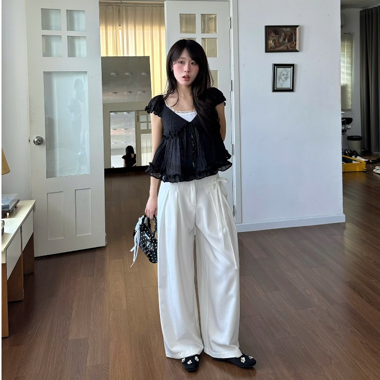 NAVIE X KURV (CÓ BIGSIZE) - (TẶNG KÈM ÁO 2 DÂY TRẮNG) Áo babydoll voan WINKY phối bèo thời trang nữ | BigBuy360 - bigbuy360.vn