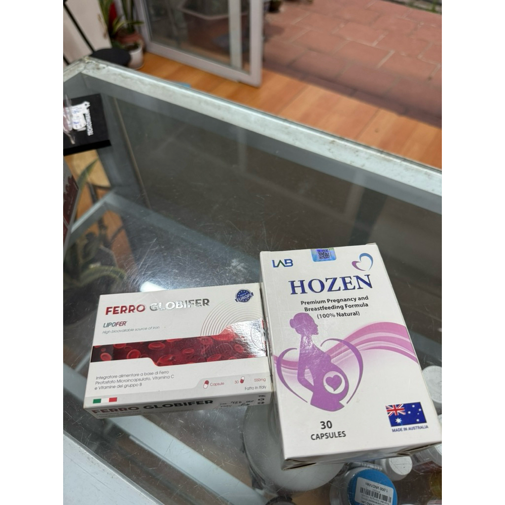 [Bộ đôi bổ bầu] Hozen bổ sung Dha, vitamin + Sắt Ferro Globifer sắt sinh học