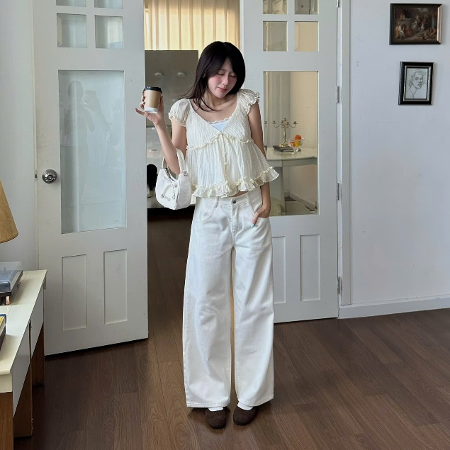 NAVIE X KURV (CÓ BIGSIZE) - (TẶNG KÈM ÁO 2 DÂY TRẮNG) Áo babydoll voan WINKY phối bèo thời trang nữ | BigBuy360 - bigbuy360.vn
