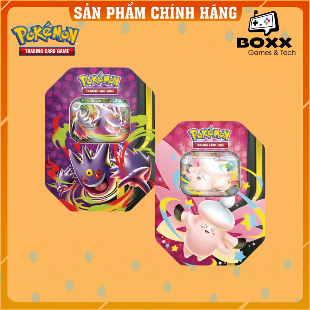 Pokemon TCG: Mega Moonlit Tin Mega Gengar ex & Mega Clefable ex