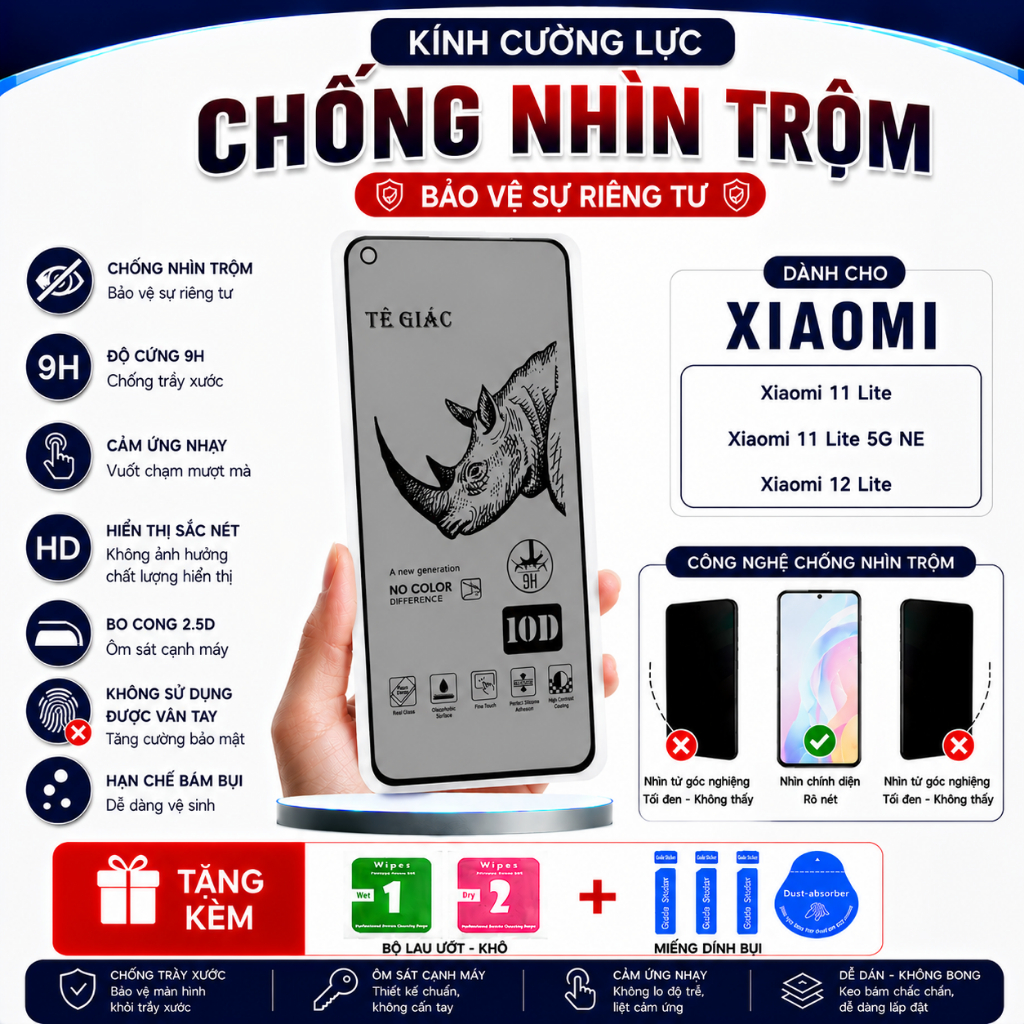 Kính Cường Lực Chống Nhìn Trộm Dành Cho Xiaomi 11 Lite Xiaomi 11 Lite 5G NE Xiaomi 12 Lite - K NHẬN 