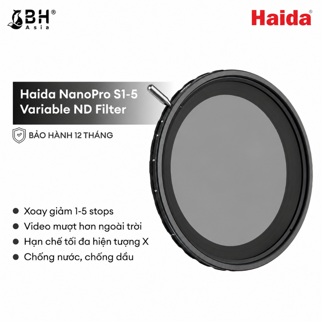 BH Asia - Kính lọc Haida NanoPro S1-5 Variable ND Filter 67mm/ 72mm/ 77mm/ 82mm