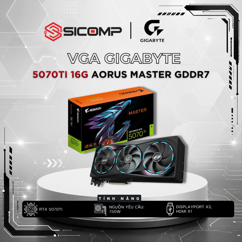 [FULL VAT] VGA GIGABYTE 5070Ti 16G AORUS MASTER GDDR7, BH 3Y