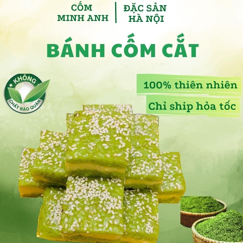 BÁNH CỐM CẮT BỜ ĐẬU( BÁNH CỐM NGUYÊN HẠT)- Đặc sản cốm Mễ Trì_ Cốm Minh Anh