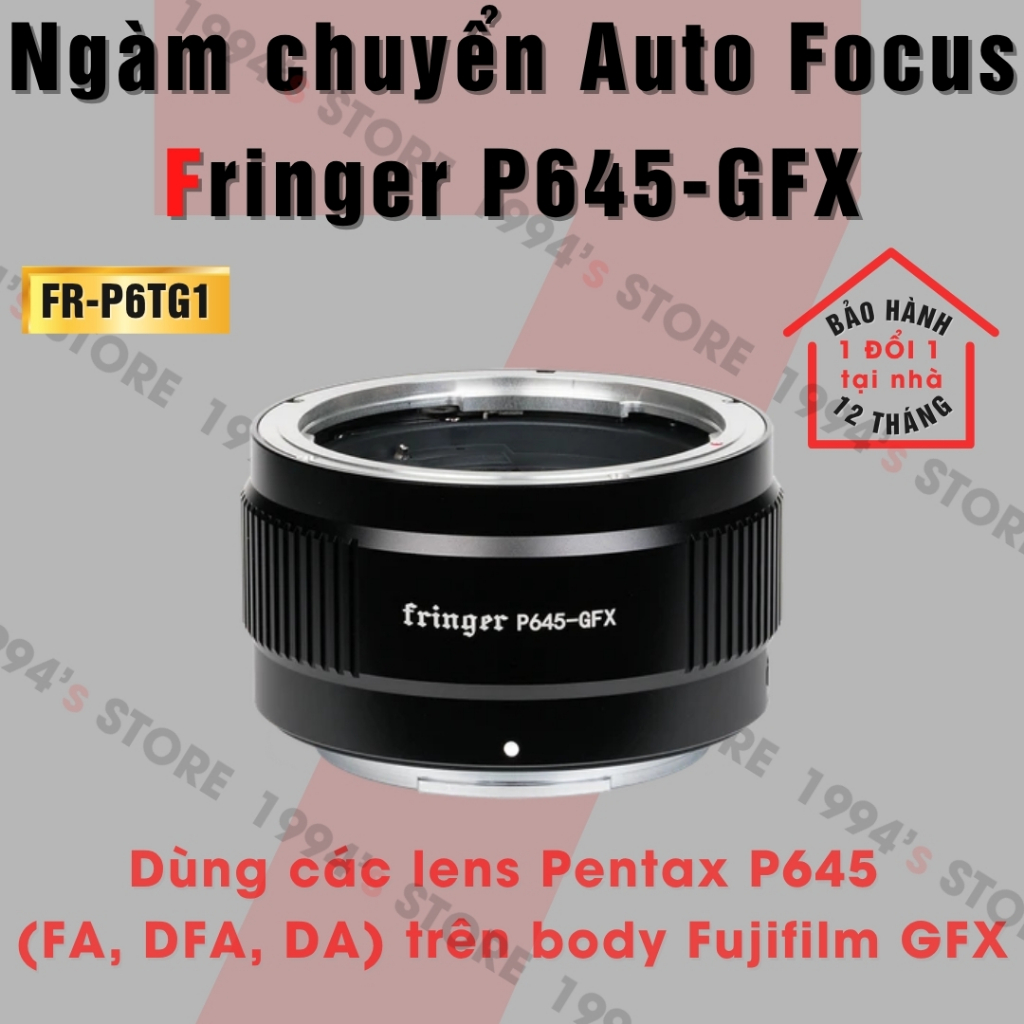 Ngàm chuyển AF siêu nhanh Fringer P645-GFX, dùng lens Pentax P645 (FA, DFA, DA) trên máy Fujifilm GF